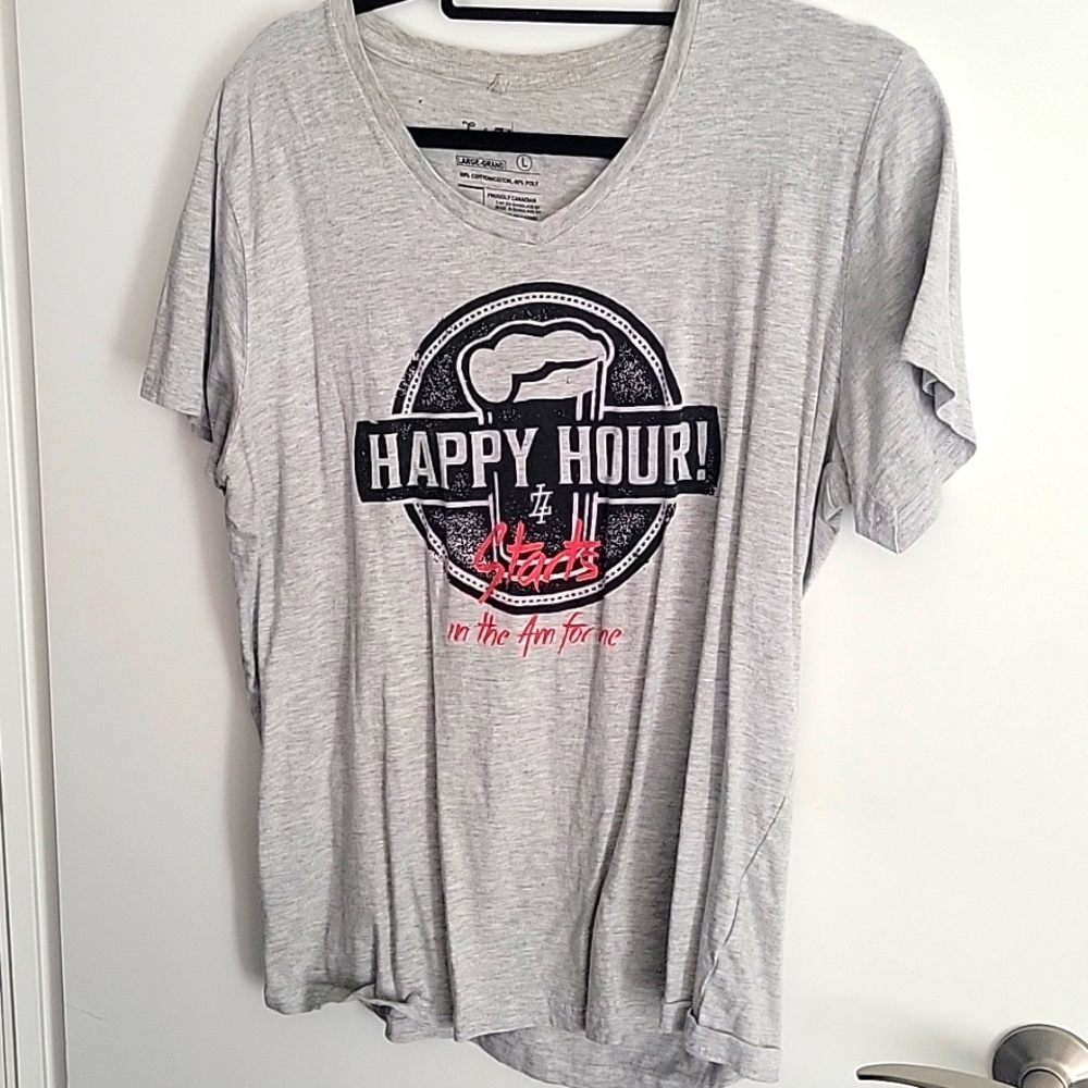 Lucky 7 Grey SS V-Neck T-shirt L